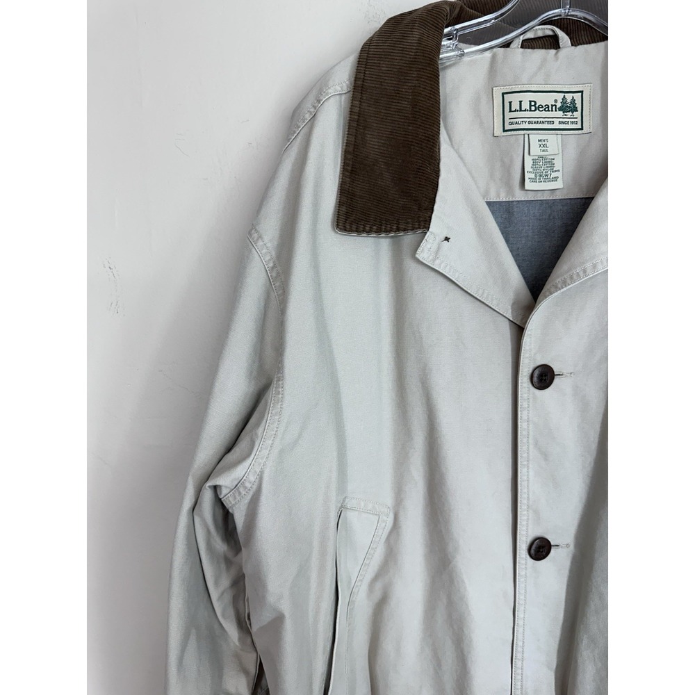 PLUS SIZE LL Bean Jacket 2XL TALL Field Coat Barn Chore‎ Canvas Corduroy Collar - Picture 6 of 16